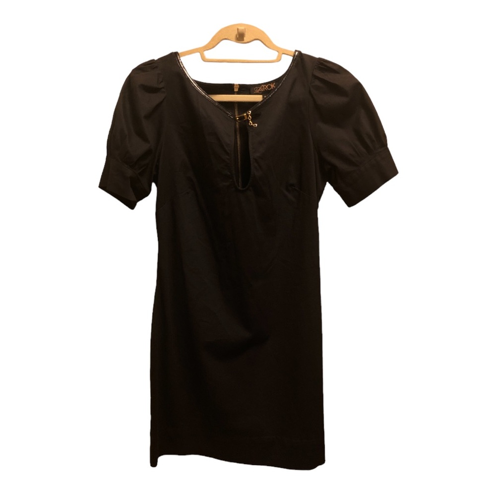 LaRok Vintage Puff Sleeve Keyhole Black Mini Dress - Picture 8 of 13